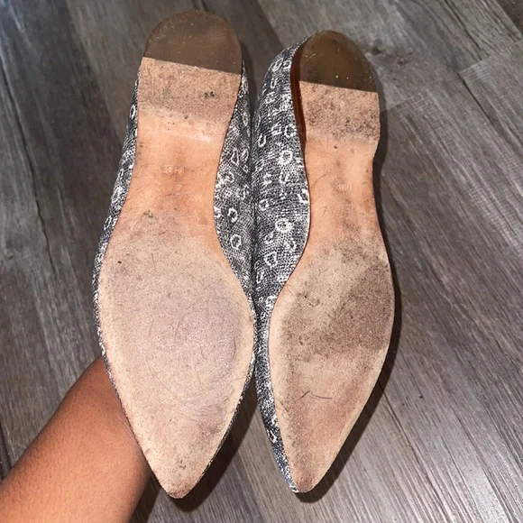 SOLD Cole Haan Animal Print Black Pointed Toe Flats - Picture 4 of 7